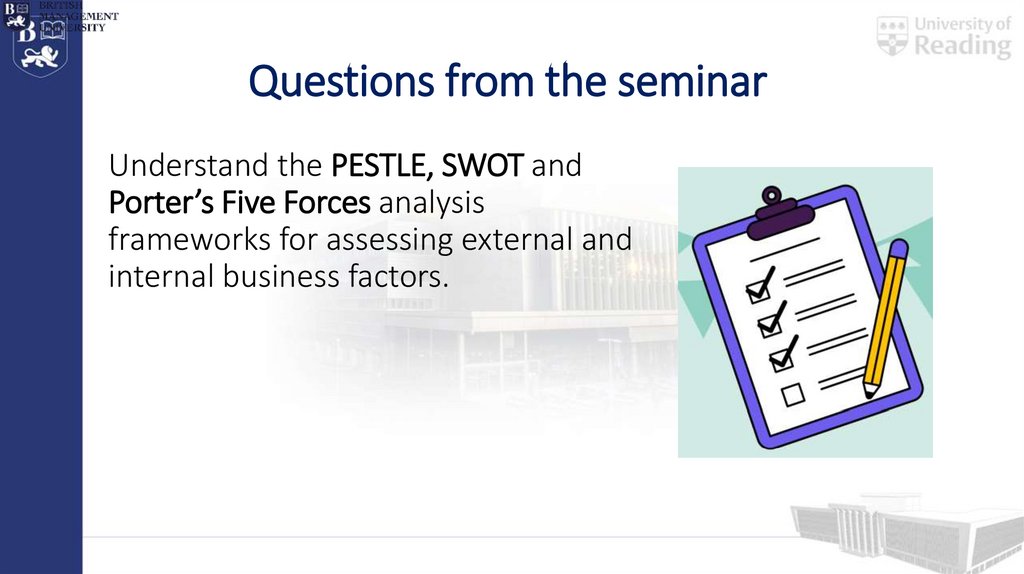 Questions from the seminar