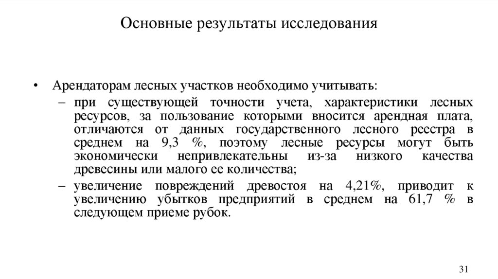 Основные результаты исследования