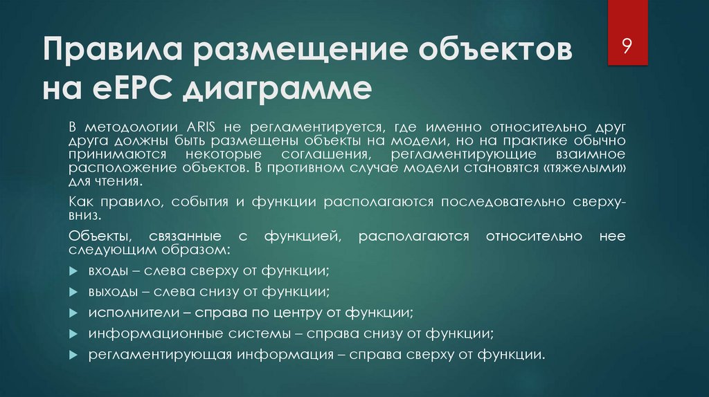 Правила размещение объектов на eEPC диаграмме