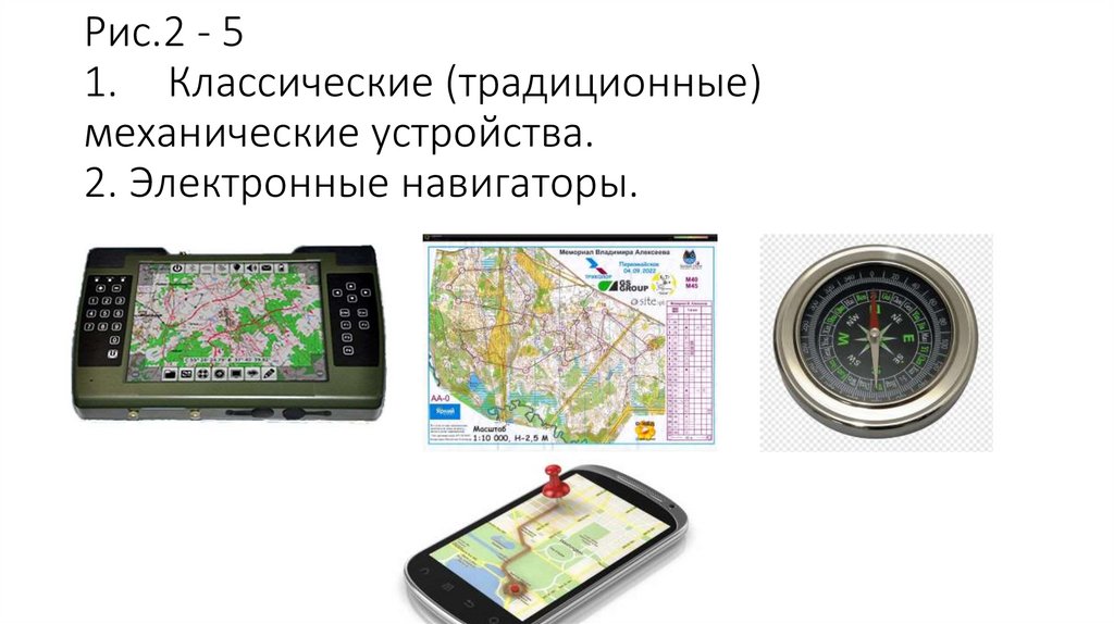 Рис.2 - 5 1. Классические (традиционные) механические устройства. 2. Электронные навигаторы.