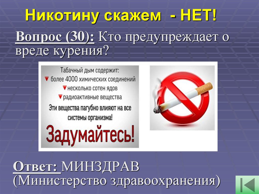 Никотину скажем  - НЕТ!