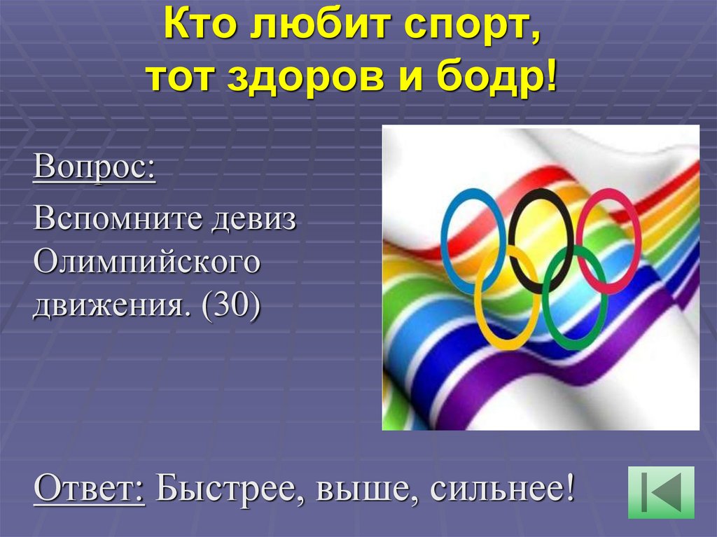 Кто любит спорт, тот здоров и бодр!