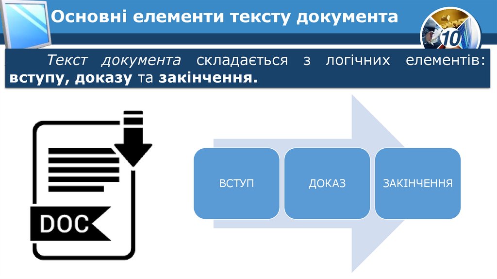 Основні елементи тексту документа