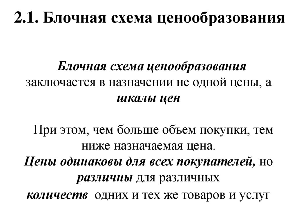 2.1. Блочная схема ценообразования