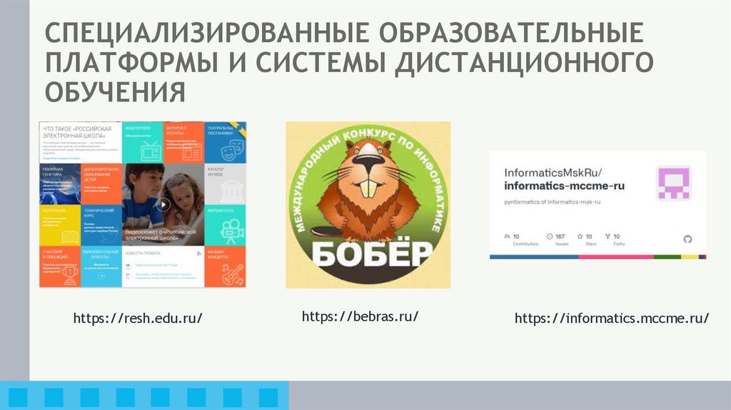 СПЕЦИАЛИЗИРОВАННЫЕ ОБРАЗОВАТЕЛЬНЫЕ ПЛАТФОРМЫ И СИСТЕМЫ ДИСТАНЦИОННОГО ОБУЧЕНИЯ