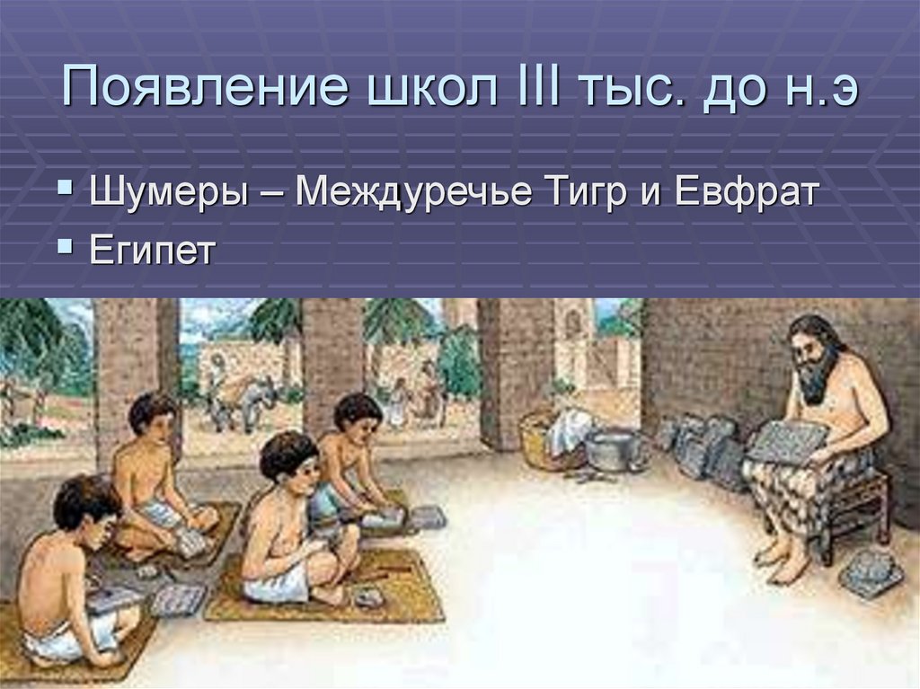 Появление школ III тыс. до н.э