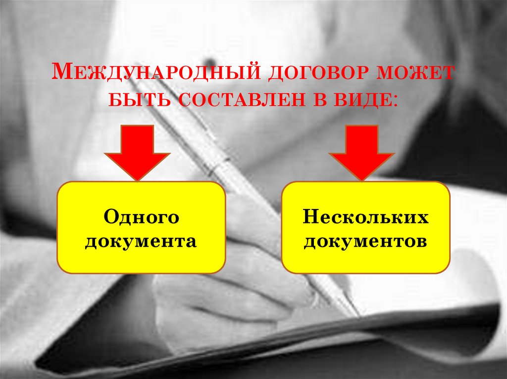 Международный договор может быть составлен в виде: