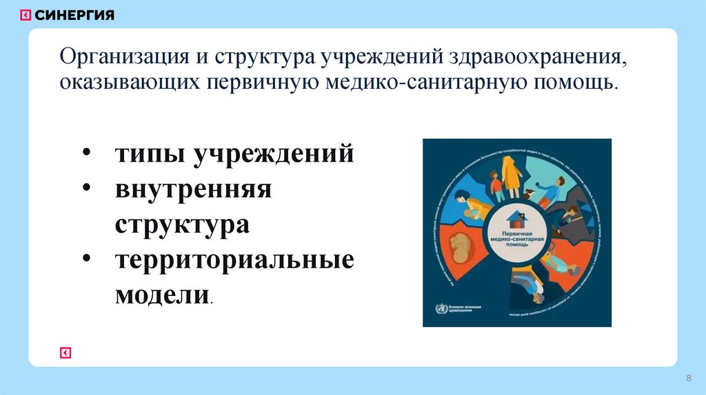 Организация и структура учреждений здравоохранения, оказывающих первичную медико-санитарную помощь.
