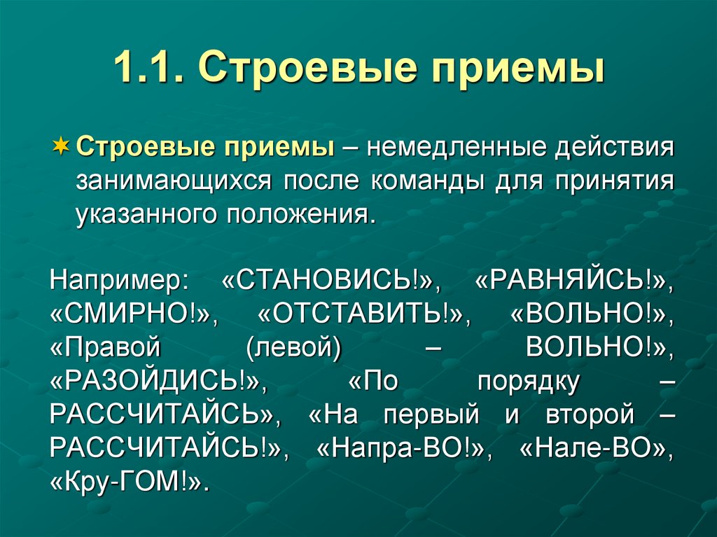 1.1. Строевые приемы