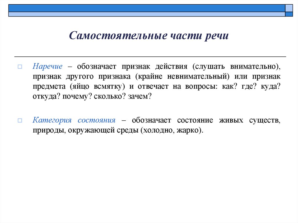 Самостоятельные части речи