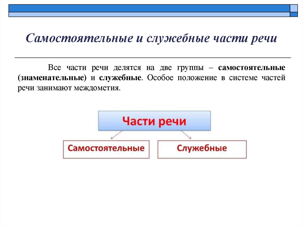 Самостоятельные и служебные части речи