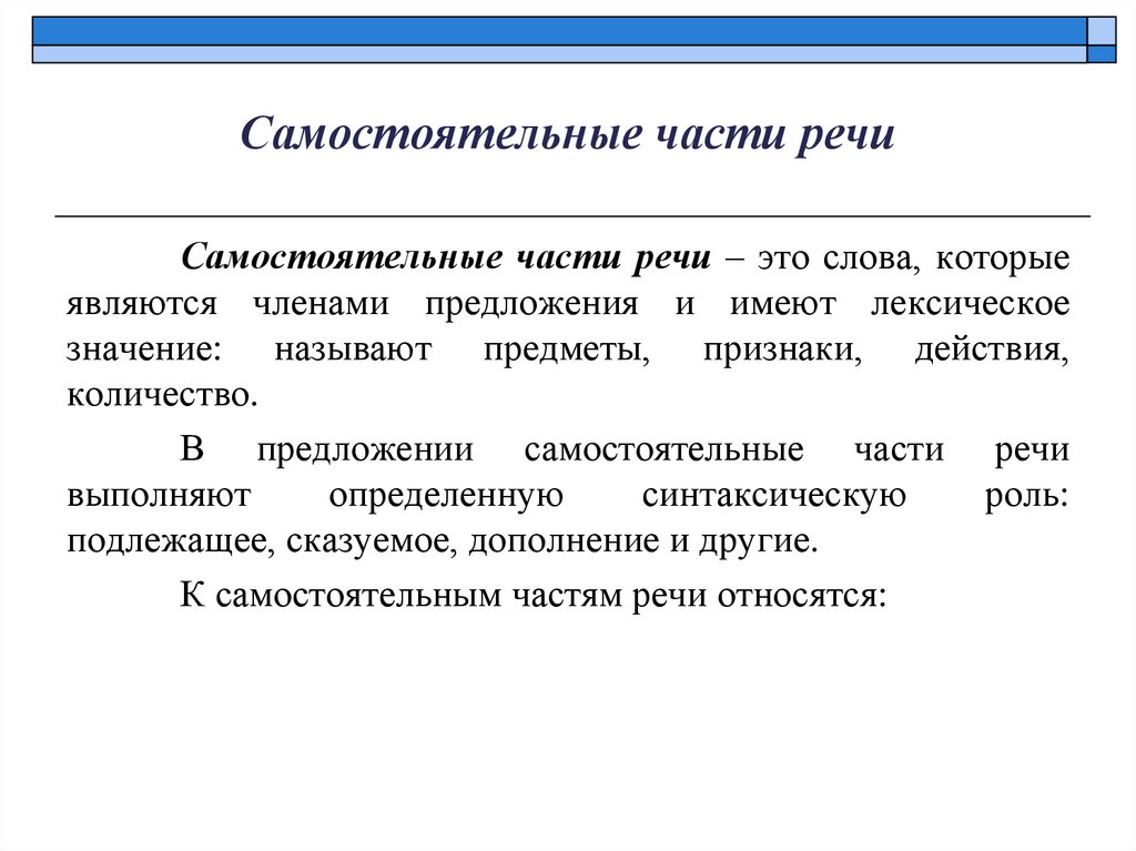 Самостоятельные части речи