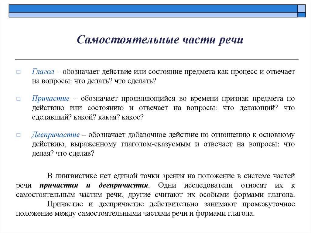 Самостоятельные части речи