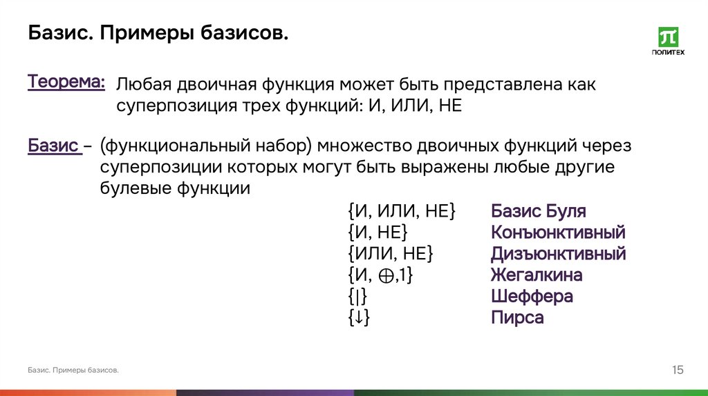 Базис. Примеры базисов.