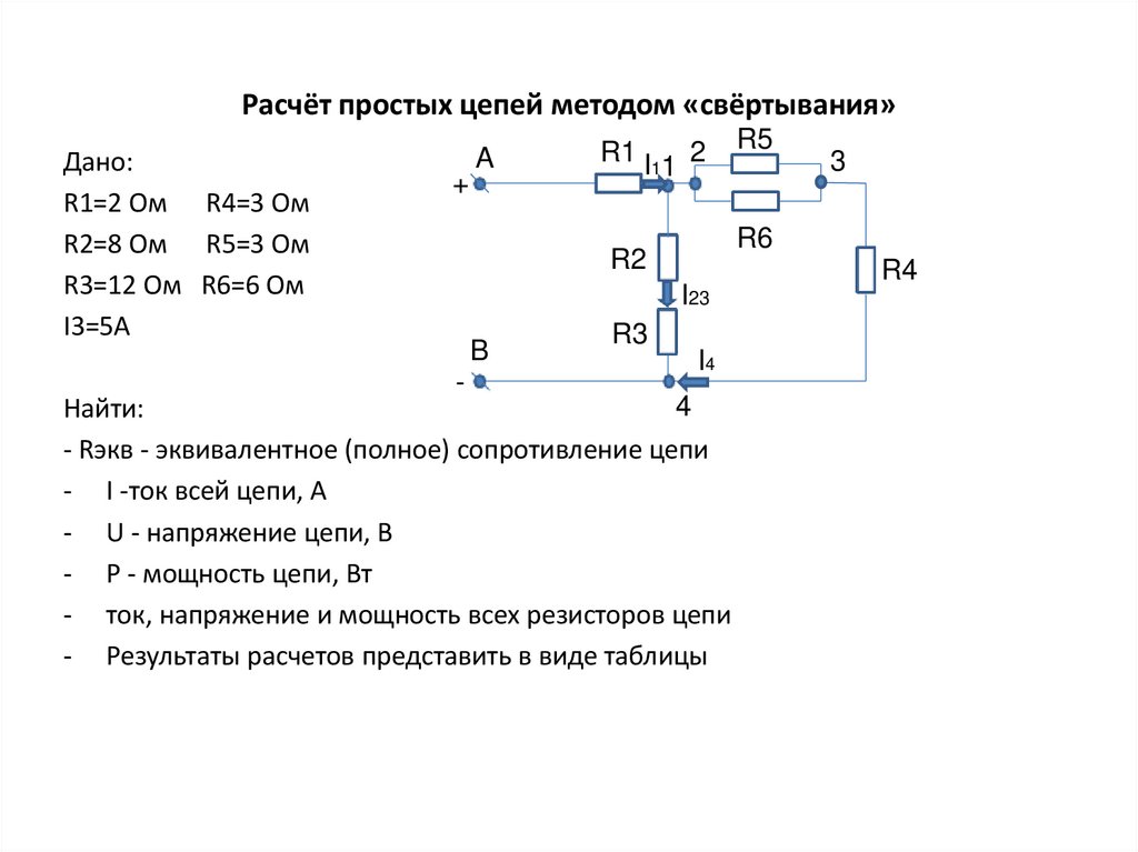 Расчёт простых цепей методом «свёртывания»