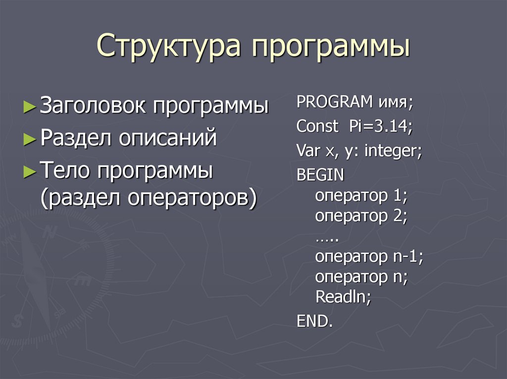 Структура программы
