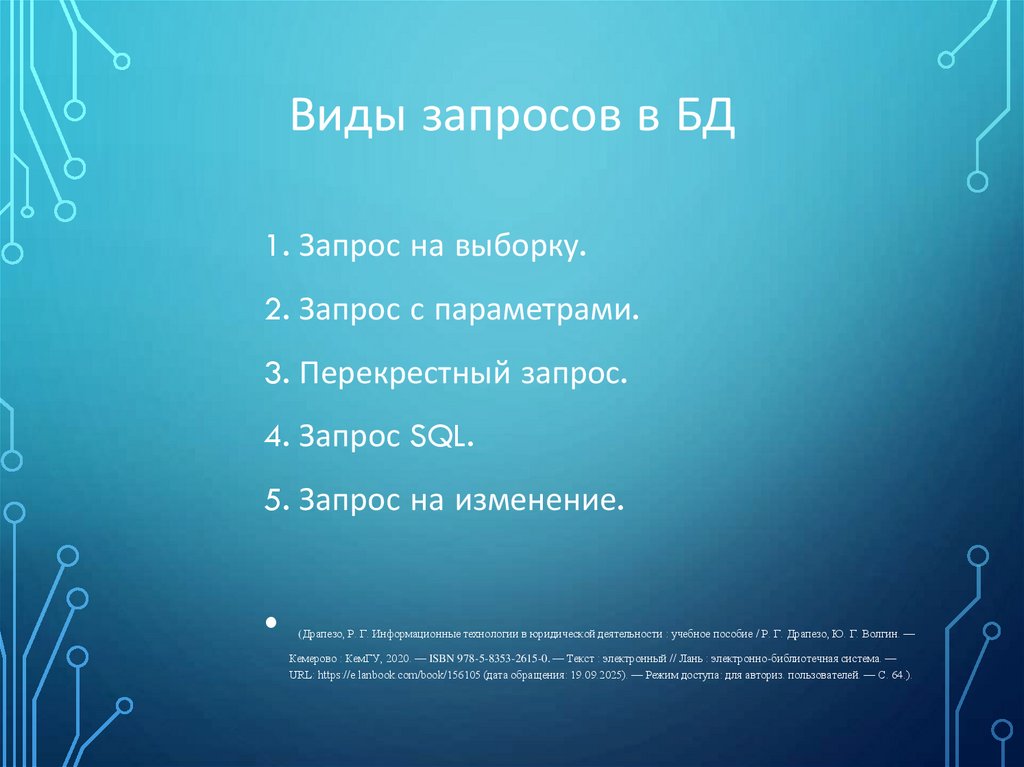 Виды запросов в БД