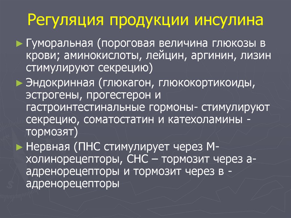 Регуляция продукции инсулина