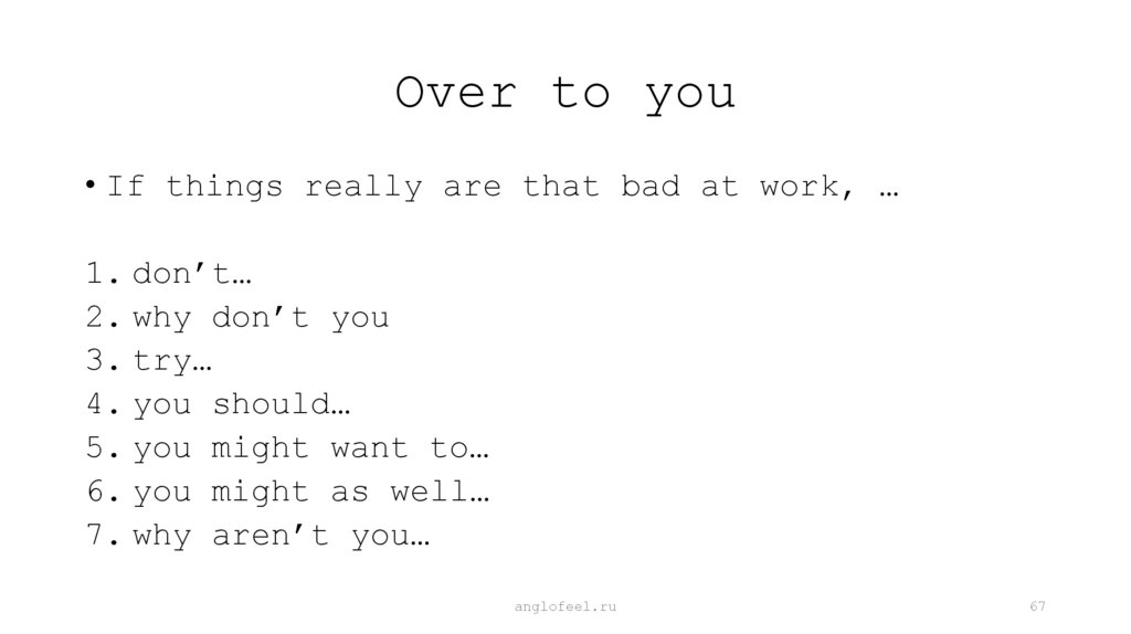 Over to you