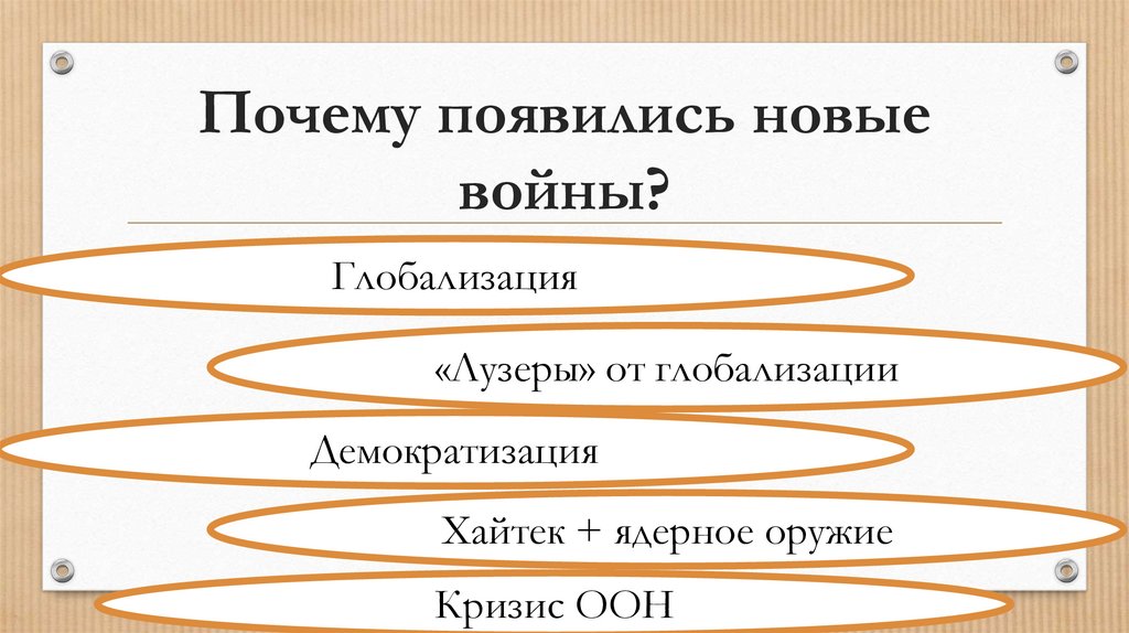 Почему появились новые войны?