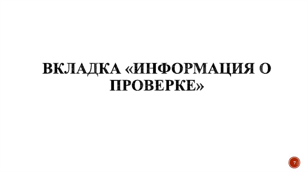 Вкладка «Информация о проверке»