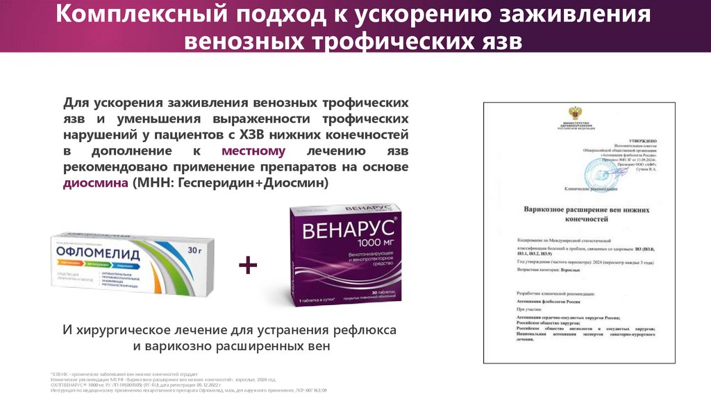Комплексный подход к ускорению заживления венозных трофических язв