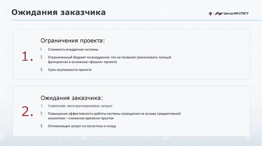 Ожидания заказчика