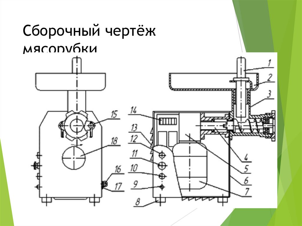 Сборочный чертёж мясорубки