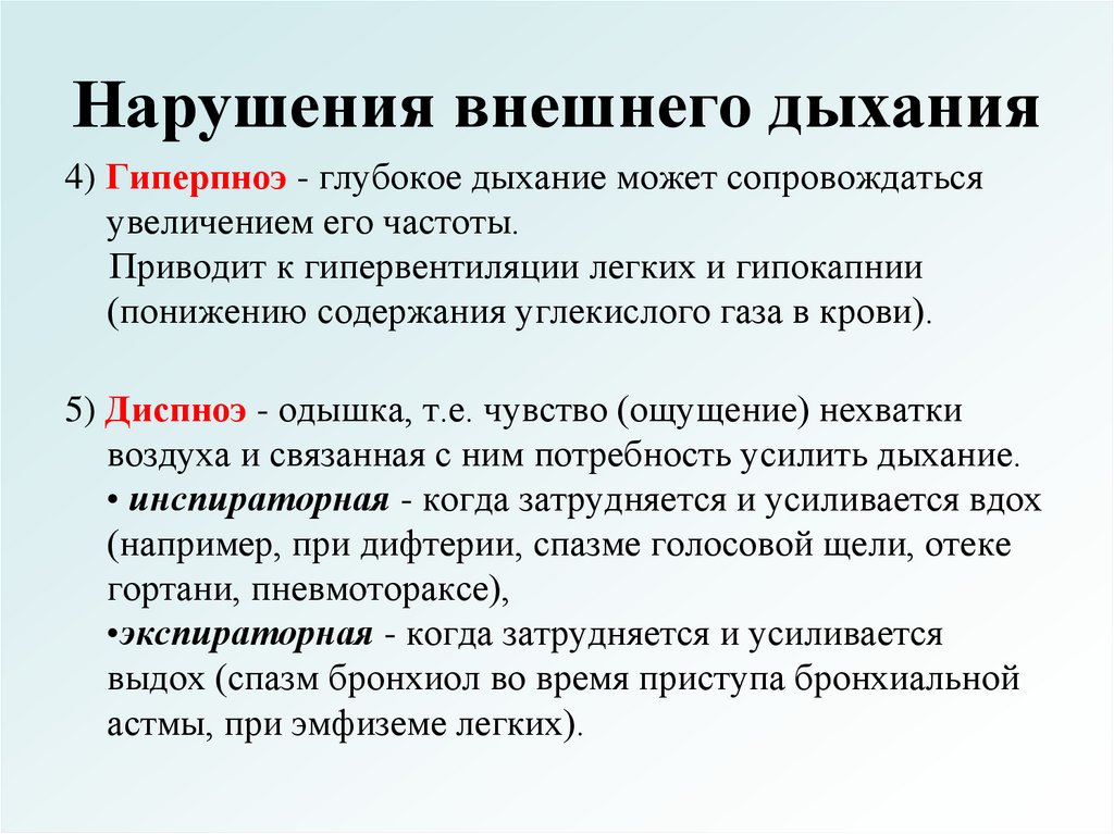 Нарушения внешнего дыхания