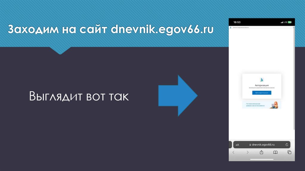 Заходим на сайт dnevnik.egov66.ru