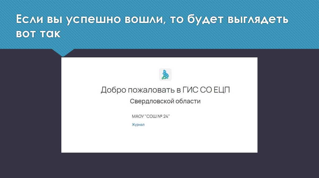 Если вы успешно вошли, то будет выглядеть вот так