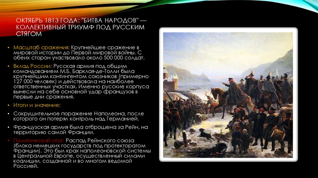 Октябрь 1813 года: "Битва народов" — коллективный триумф под русским стягом