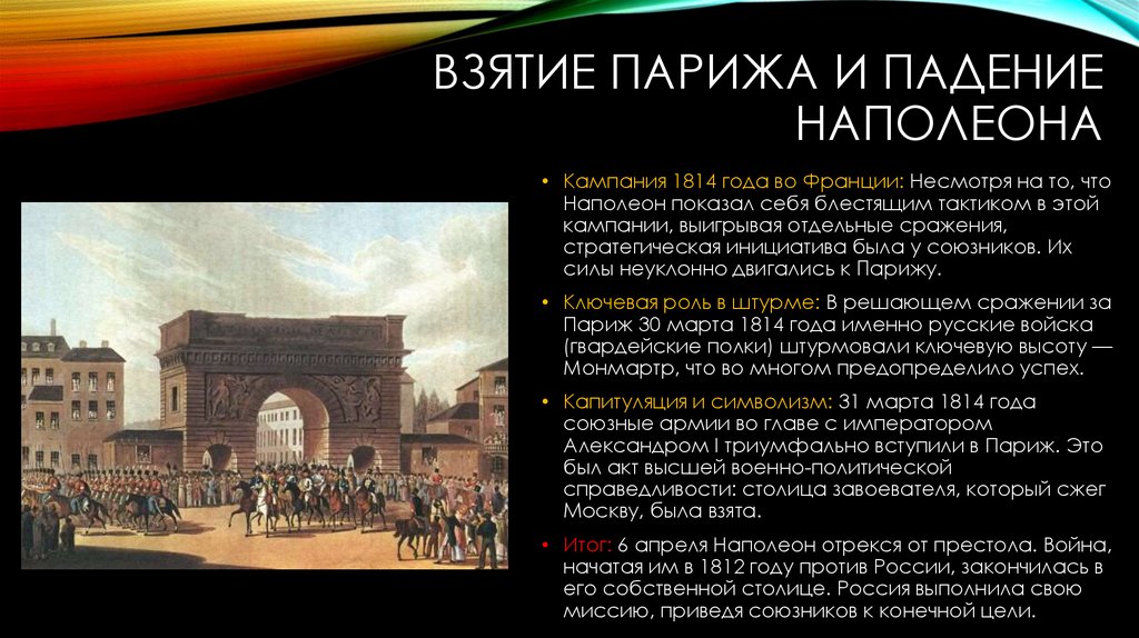 Взятие Парижа и падение Наполеона