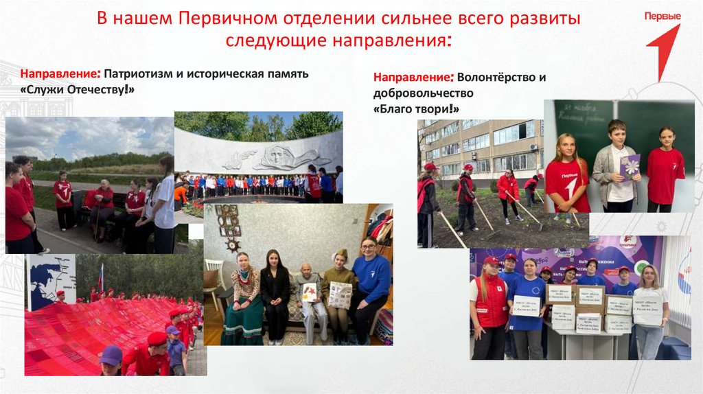 В нашем Первичном отделении сильнее всего развиты следующие направления: