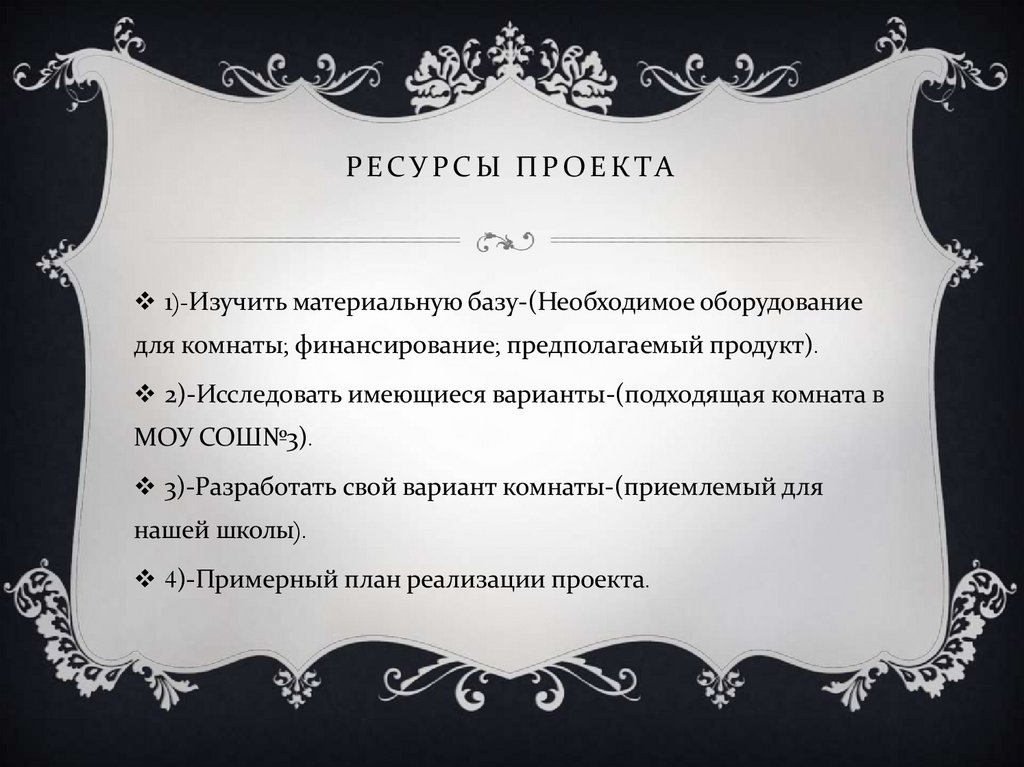 РЕСУРСЫ ПРОЕКТА