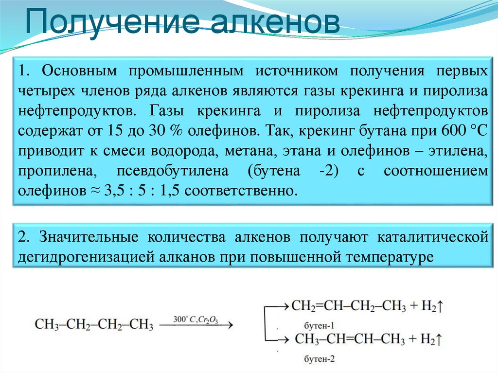 Получение алкенов