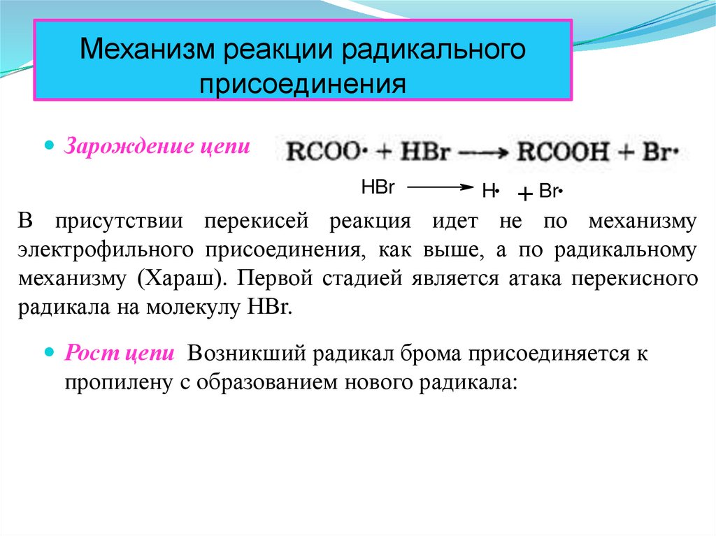 Механизм реакции радикального присоединения