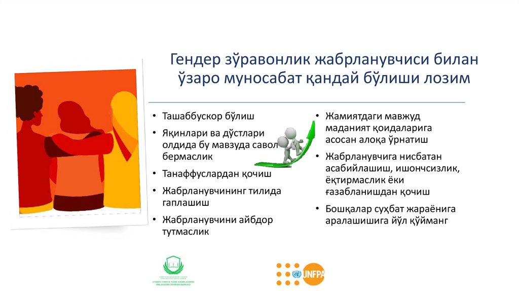 Гендер зўравонлик жабрланувчиси билан ўзаро муносабат қандай бўлиши лозим