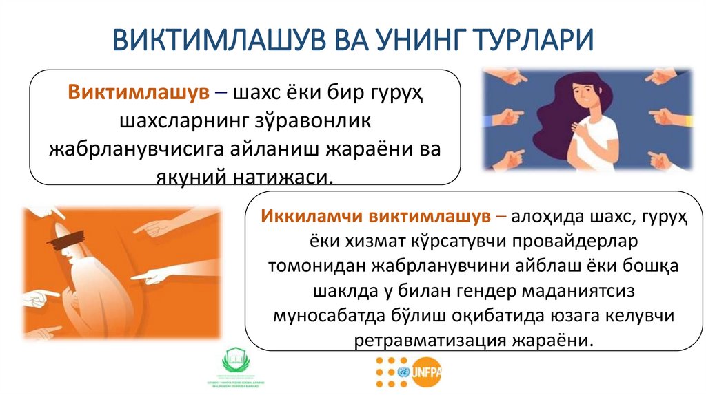 ВИКТИМЛАШУВ ВА УНИНГ ТУРЛАРИ