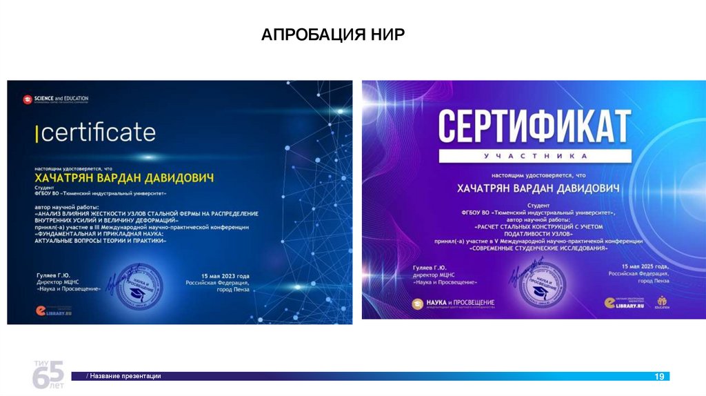 АПРОБАЦИЯ НИР