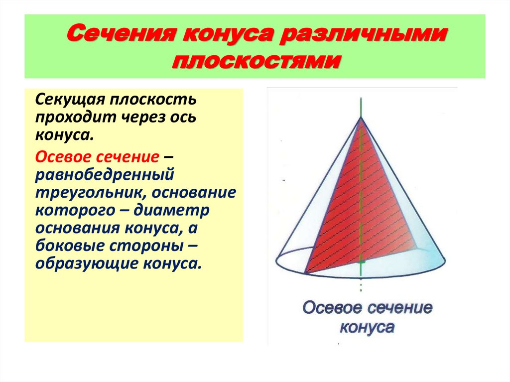 Сечения конуса различными плоскостями