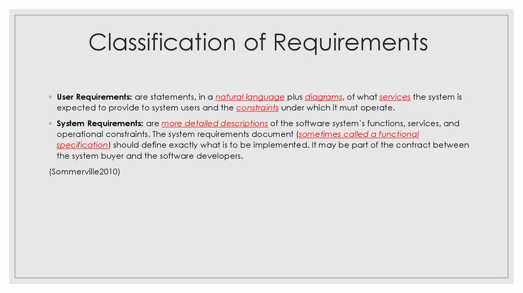 Classification of Requirements