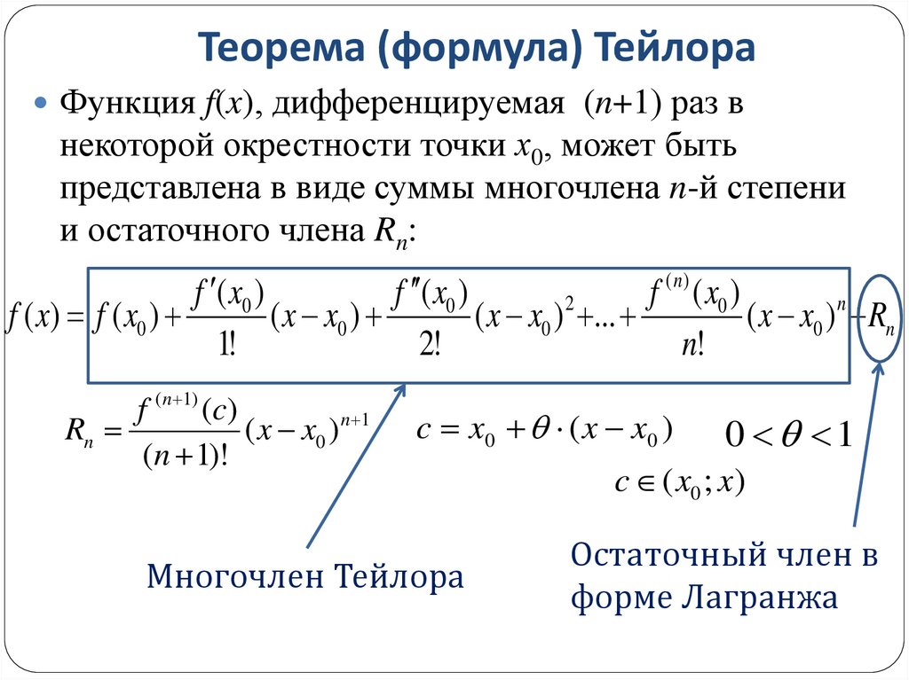 Теорема (формула) Тейлора