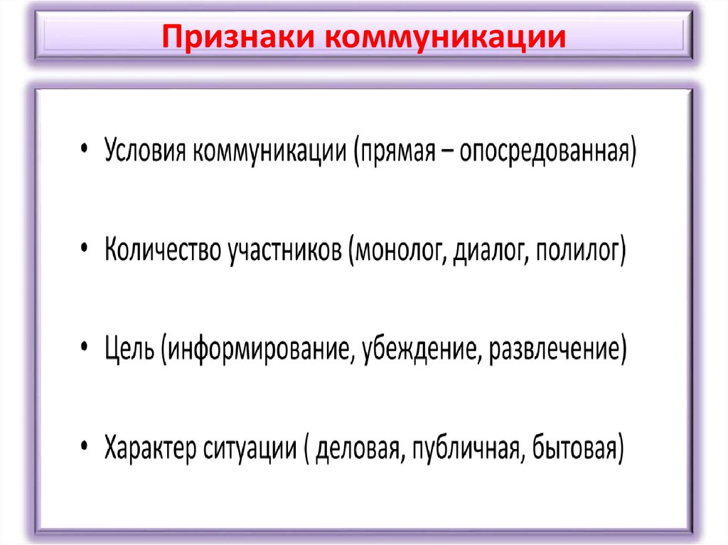 Признаки коммуникации