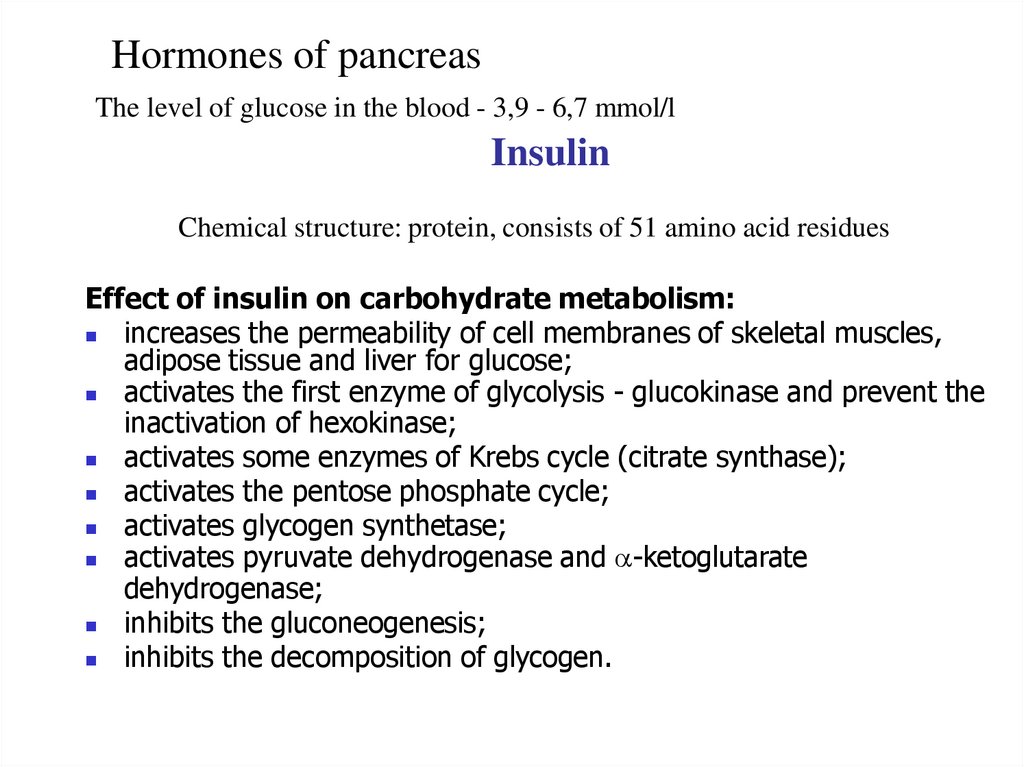 Hormones of pancreas