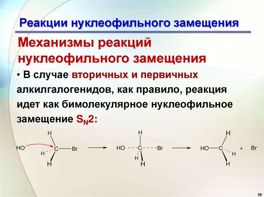 Реакции нуклеофильного замещения