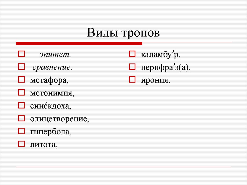 Виды тропов
