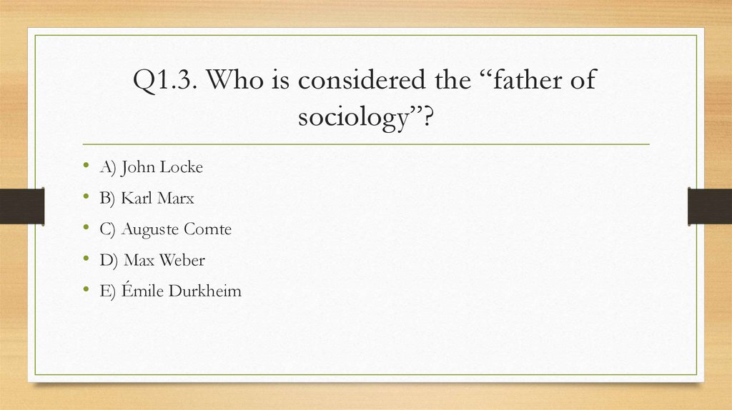 Q1.3. Who is considered the “father of sociology”?