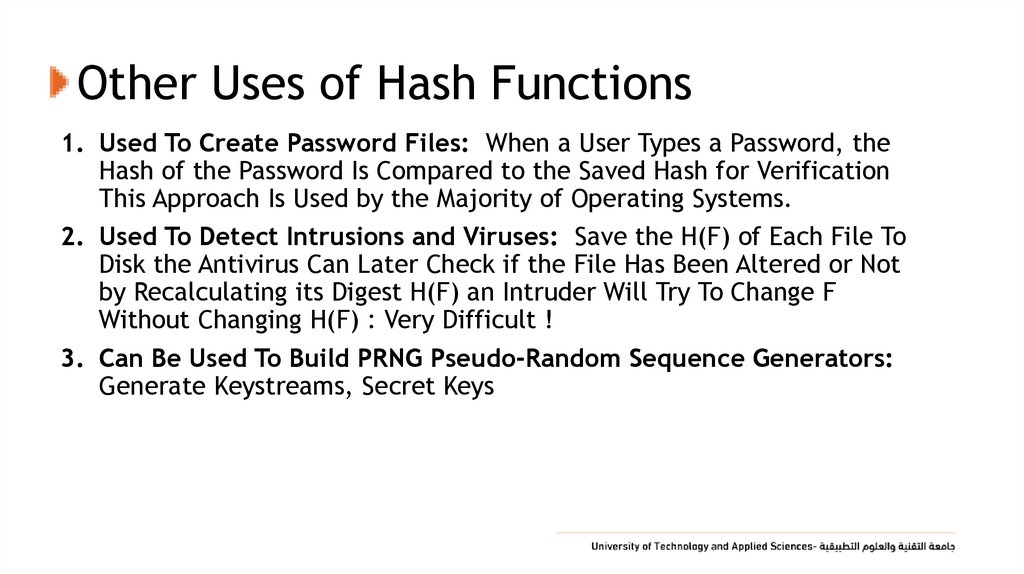 Other Uses of Hash Functions