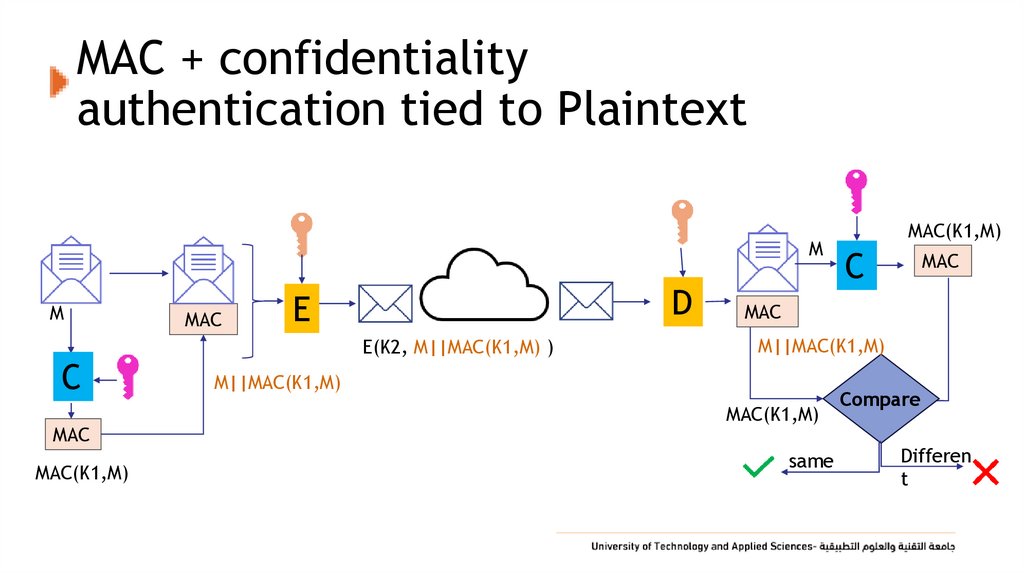 MAC + confidentiality authentication tied to Plaintext